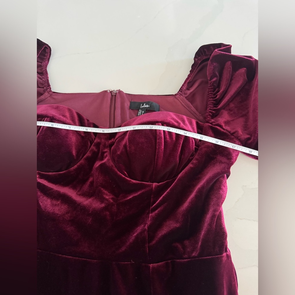 NWT | Lulus | Precious Impression Burgundy Velvet Bustier Midi Dress | Sz XL - Picture 9 of 9
